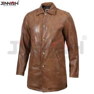 Abrigo Clásico de Cuero Genuino para Hombre con Cuello Alto, Logotipo y Colores Personalizables, Abrigo Impermeable de Invierno, Compre un Nuevo Diseño en Cuero - Product Image 6