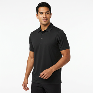 Polo à manches courtes pour homme, noir, 100% polyester, séchage rapide, décontracté, tricoté, design uni, coupe classique - Product Image 6