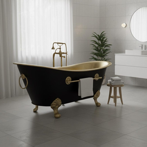Bañera de Hidromasaje de Lujo Hecha a Mano con Patas de Latón, Exterior Negro, Independiente, para Villas de Lujo, Hoteles y Resorts - Product Image 3
