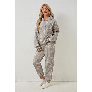 Conjunto de Sudadera con Capucha y Pantalones Anchos para Mujer, en Felpa con Spandex, Diseño Sólido, Corte Holgado, Estilo Casual Urbano, para Todas las Temporadas - Product Image 5