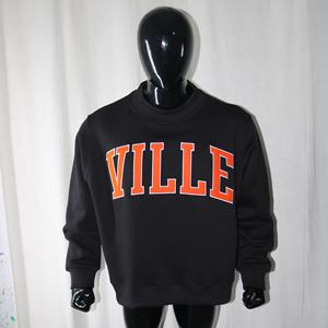 VILLE BLACK <b>Mock</b> <b>Neck</b> Sweatshirt 100%ORANGE Applique Embroidery wide <b>neck</b> Sweatshirt Finer Threads - Product Image 2