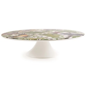 Base Redonda de Cerámica para Pastel con Diseño Floral Botánico Verde, Base Blanca, Apta para Lavavajillas - Product Image 5