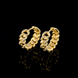 Boucles d'oreilles créoles plaquées argent 925 avec diamants ronds taille brillant sertis en canal, style hip-hop, unisexe, pour usage quotidien - Product Image 1