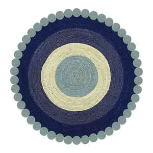 Tapis rond durable en jute naturelle et teinte, fabriqué artisanallement pour la décoration intérieure et le bureau - Product Image 1