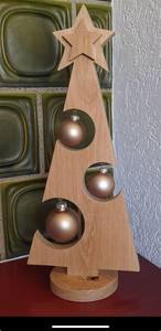 Décoration de Noël moderne en bois faite à la main, écologique, en forme d'arbre, ornement de table pour les fêtes, décoration de la maison - Product Image 6