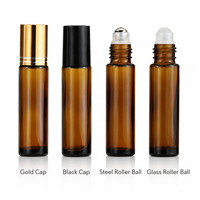 Flacon roll-on en verre ambré de 10 ml avec bille en acier pour l'emballage d'huiles essentielles