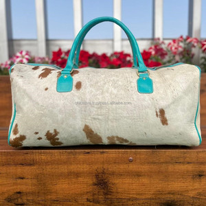 Bolsas de viaje grandes con flecos turquesa unisex occidental cuero de vaca Estilo Vintage hecho a mano real - Product Image 5