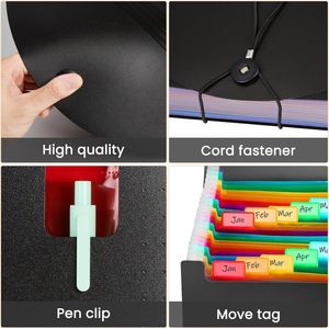 Cartella Portadocumenti Espandibile a 24 Tasche con Etichette Vuote, Copertina a Fisarmonica da Scrivania, Organizer Personalizzabile per una Gestione Comoda dei File - Product Image 4