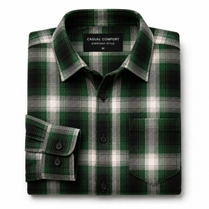 Chemises à carreaux de haute qualité en gros pour hommes, chemises à manches longues, logo personnalisé, chemises en flanelle élégantes pour hommes - Product Image 6