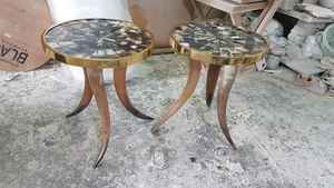 Table basse gigogne, table d'appoint réglable en osier pour salon, chambre, jardin, balcon, pliable et suspendue - Product Image 4