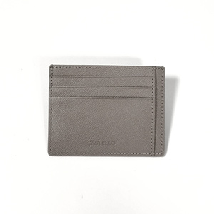 Tarjetero Delgado de Cuero Saffiano de Alta Calidad Hecho a Mano por Castello, con Logotipo Grabado, en Azul Marino, Verde, Gris y Negro, con Cierre Abierto - Product Image 2
