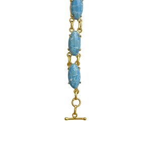 Turquoise Stone Gold Plated Bracelet Handmade Gemstone Jewellery Gold Plated Turquoise Chain Bracelet Women's Classic Bezel Set - Product Image 3