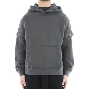 Sweat à capuche streetwear personnalisé de haute qualité en coton 500 g/m², en molleton bouclette, style vintage délavé à l'acide, effet soleil, imprimé DTG, pour hommes - Product Image 1