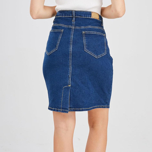 Jupe crayon en jean taille haute pour femme, longueur genou, couleur unie avec poches, style décontracté, tissu tissé, toutes saisons - Product Image 4