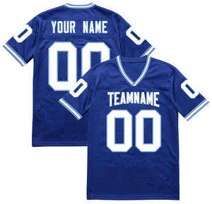 Custom Sublimated Mesh Retro Football Jersey V-Neck Short Sleeve Breathable Unisex Adult Summer <b>White</b> Blue Gold Heart Peace - Product Image 4