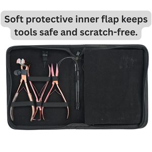 Kit d'outils pour extensions capillaires : Peigne à queue, Pinces, Aiguille, Ciseaux, Crochet, Boucle de fil, Pince de pose pour extensions à bandes, Pince à micro-anneaux, Pince à sertir plate - Product Image 5