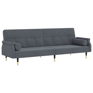 Grande Divano Letto in Velluto Grigio Scuro con Struttura in Compensato e Metallo - Product Image 2
