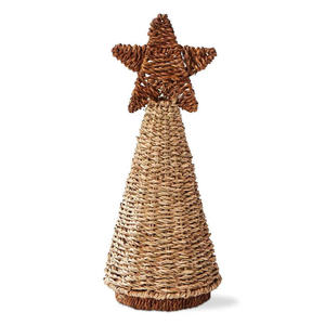 Árbol de Navidad de mimbre alto con forma de cono y estrella en la punta, hecho a mano, decoración navideña, accesorio decorativo. - Product Image 4