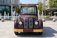 Voiture électrique de tourisme style antique 6-9 places, bus navette à toit ouvert, LHD/RHD en option, CE pour le marché européen, blanc doré