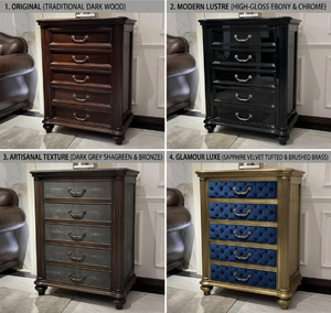 Commode à 5 tiroirs en bois massif de style néo-classique pour projet hôtelier 5 étoiles, meuble de rangement de luxe pour <span class=keywords><strong>chambre</strong></span> à coucher, fabrication OEM ODM sur mesure - Product Image 6