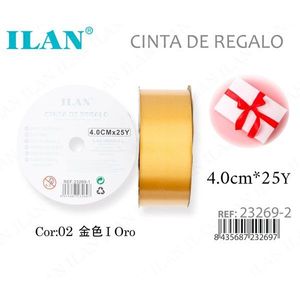 ริบบิ้นของขวัญอิลัน ขนาด 4.0 ซม. x 25 หลา สีทอง สำหรับบรรจุภัณฑ์ - Product Image 1