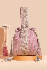 กระเป๋าถือปักลายประดับลูกปัดแบบรูดเชือก กระเป๋า Potli สำหรับงานเลี้ยงตอนเย็น กระเป๋าถือเจ้าสาวงานแต่งงาน กระเป๋าใส่เครื่องประดับและเครื่องสำอาง - Product Image 3