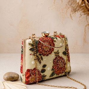 Bolso de mano vintage con adornos de rosas, elegante bolso de noche para mujer, para ocasiones festivas - Product Image 3