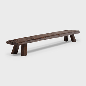 Banc bas d'extérieur rustique en bois d'orme récupéré, plateau épais, pieds évasés, tabouret en bois écologique, durable et résistant à l'eau pour l'extérieur - Product Image 4