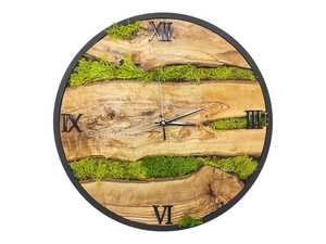Natural Moss Wood Wall <b>Clock</b> Handmade Rustic Wooden Mechanical Movement 3D Antique Design Large Wall Decor Scandinavian - Product Image 3