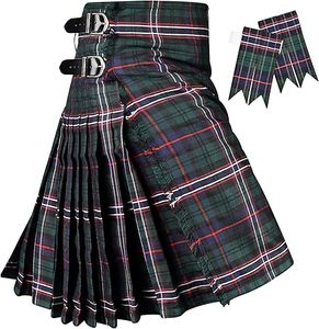 Kilt écossais pour homme, motif Tartan Héritage d'Irlande, disponible en un modèle lourd de 8 yards en poly-viscose avec sangles en cuir réglables - Product Image 3
