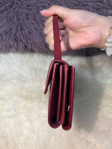 Cartera de mano larga de cuero color rojo vino para mujer con asa, cierre magnético, accesorios de moda, billetera de mano. - Product Image 2