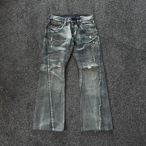 Latest Design New Arrival Customized Distressed High Quality Breathable Unisex Stonewashed Solid 140z Denim Straight Jeans <b>Pants</b> - Product Image 6