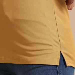 Polo de Manga Corta Color Amarillo Mostaza para Mujer, Color Sólido, Algodón Piqué, Diseño Casual Transpirable, Corte Regular - Product Image 5