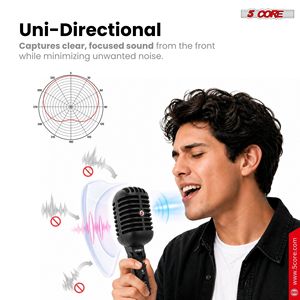 ไมโครโฟนไดนามิกวินเทจ สไตล์คลาสสิกย้อนยุค แบบ XLR สำหรับสตูดิโอ สีดำ - Product Image 2