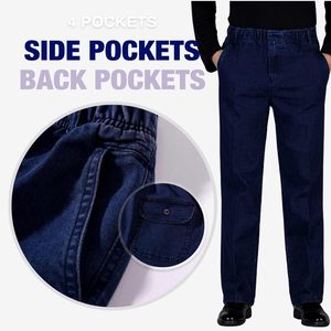 Jeans de Mezclilla Azul Oscuro de Pierna Recta para Hombre, Cintura Alta, Corte Regular, Estilo Casual de Algodón, Ropa de Otoño - Product Image 5