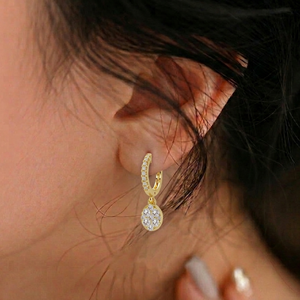 Wholesale Flower Cluster <b>Dangle</b> Huggie <b>Earring</b> Hoops 14k Pure <b>Gold</b> Round Cut Lab Grown Diamond Hoop <b>Earrings</b> Fine Jewelry Women - Product Image 3