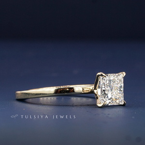 Bague en or massif 14 carats avec diamant synthétique pour femme, bijoux en diamant créé en laboratoire, bague de fiançailles élégante, cadeau, style classique - Product Image 2