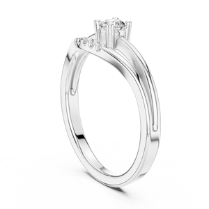 แหวนเพชรทรงกลมเจียระไนแบบมินิมอลลิสต์ ฝังในทองคำขาว 18 กะรัต เหมาะสำหรับงานปาร์ตี้ งานหมั้น งานแต่งงาน หรือใส่ในชีวิตประจำวันสำหรับผู้หญิง - Product Image 2