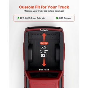 2015 2025 Chevy Colorado/GMC Canyon SHOR per equipaggio morbido Roll-Up In PVC Cover 5.2 piedi (5 ft 2 In/62 In) letto tre - Product Image 2