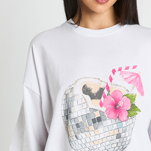 เสื้อยืดโอเวอร์ไซส์ผู้หญิงลายกราฟิกแบบ DTF สั่งทำได้ตามต้องการ เสื้อลำลองผ้าโพลีเอสเตอร์ผสมคอตตอน แขนสั้น สไตล์สตรีทแวร์ - Product Image 3