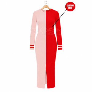 Robe midi en tricot Cosh International Sorority Sisterhood, col rond, longueur complète, coupe ajustée, avec empiècements contrastants - Product Image 5