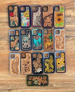 ใหม่สไตล์ตะวันตกดอกทานตะวันของแท้หนัง iPhone กรณีหนัง Toled เคสโทรศัพท์ Cowgirl อุปกรณ์เสริมสําหรับ iPhone 15 PRO MAX - Product Image 3