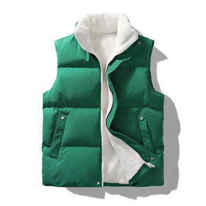 New Winter Men's Woolen Vest Warm Sleeveless Jacket Casual Solid <b>Thick</b> Fashion O-Neck Zipper Vest Outwear Waterproof Reversible - Product Image 2