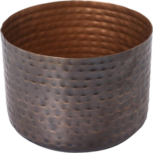 Jarrón de Metal en Tono Cobre Vintage, Maceta con Textura Martillada, Recipiente Cilíndrico para Plantas Suculentas de Interior, Macetas de Metal - Product Image 5