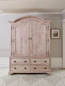 Luxury Handcrafted Solid Wood 2 Door <b>Wardrobe</b> with 4 Lower Drawers Rustic Distressed Ash Armoire - Product Image 2