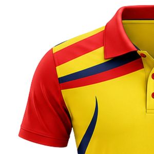 เสื้อคริกเก็ตสีเหลืองแดงสำหรับผู้ชาย แขนสั้น เสื้อกีฬาประสิทธิภาพสูง ชุดทีม เสื้อผ้าสำหรับเล่นกีฬากลางแจ้ง ชุดยูนิฟอร์มคริกเก็ต - Product Image 3
