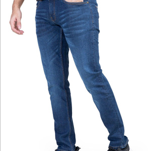 Jeans en denim bleu pour hommes, coupe classique droite, coupe slim tendance, jeans en denim pour hommes, vêtements décontractés - Product Image 1