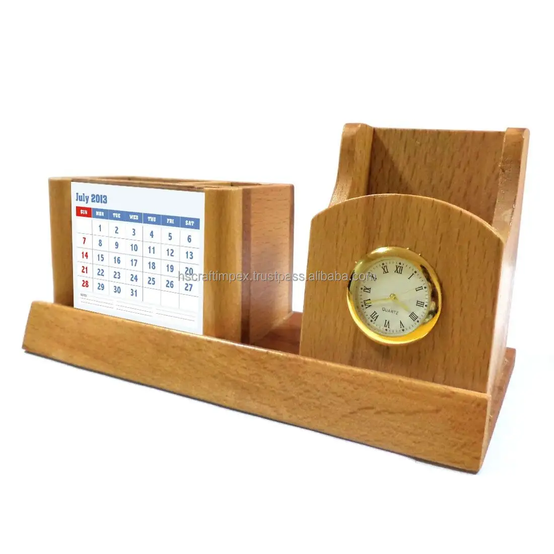عالية الجودة رخيصة الثمن أفضل dwsign طاولة خشبية حامل قلم مع ساعة و حامل نتيجة التقويم طاولة مكتبية ديكور.