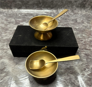 Bol à glace en laiton fait main, fournisseur en gros personnalisé, bols en métal faits à la main avec cuillères, design minimaliste, bol en laiton - Product Image 6