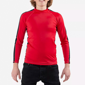 Nouveau Rashguard Homme 2026 Personnalisé Rouge à Col Roulé Manches Longues Anti-UV Imprimé Rayures Latérales Noires Séchage Rapide Spandex/Polyester - Product Image 5
